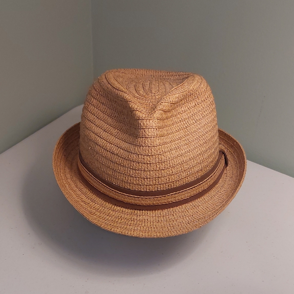 Stylish Tan Straw Pinch Front Fedora Hat